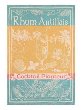 Torchon en jacquard de coton imprimé, RHUM ANTILLAIS