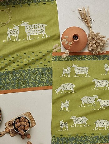 Torchon en jacquard de coton, MOUTON