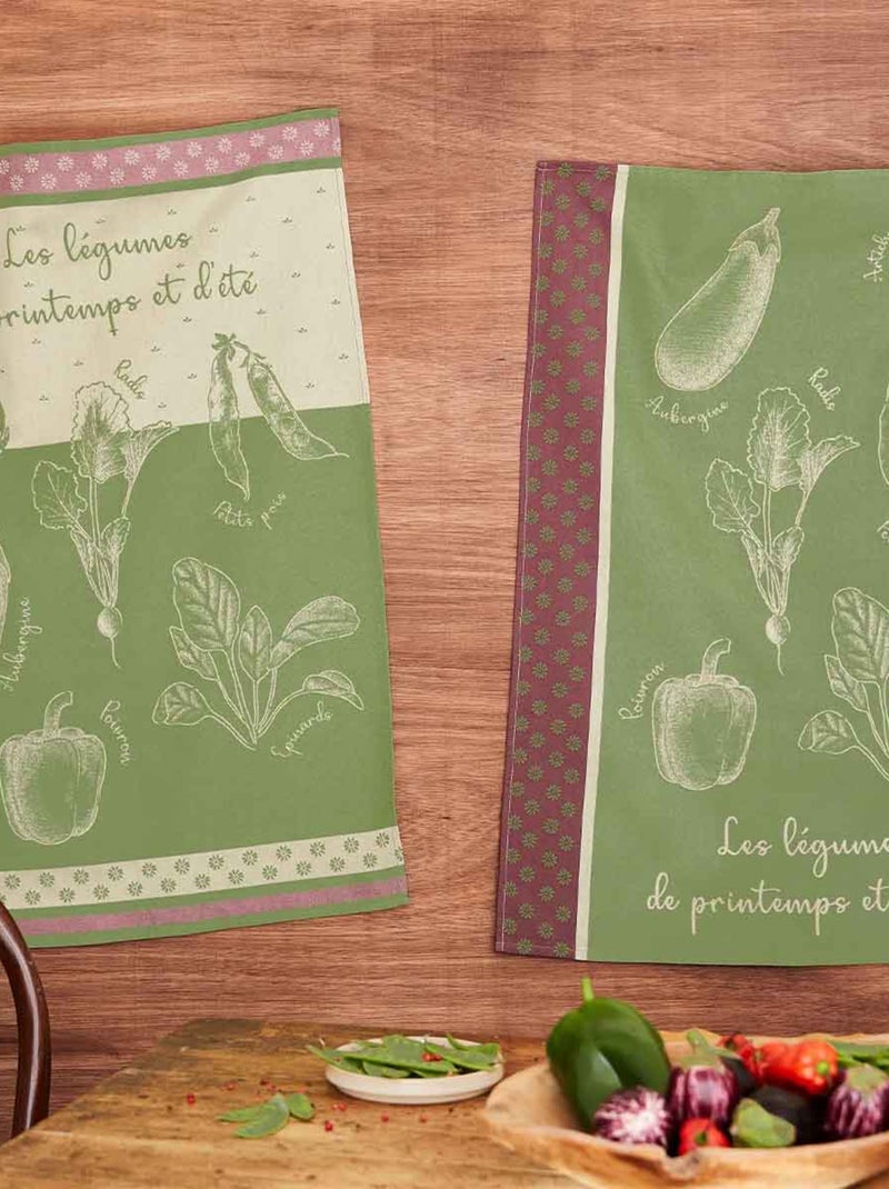 Torchon en jacquard de coton, POTAGER DE PRINTEMPS Vert clair - Kiabi