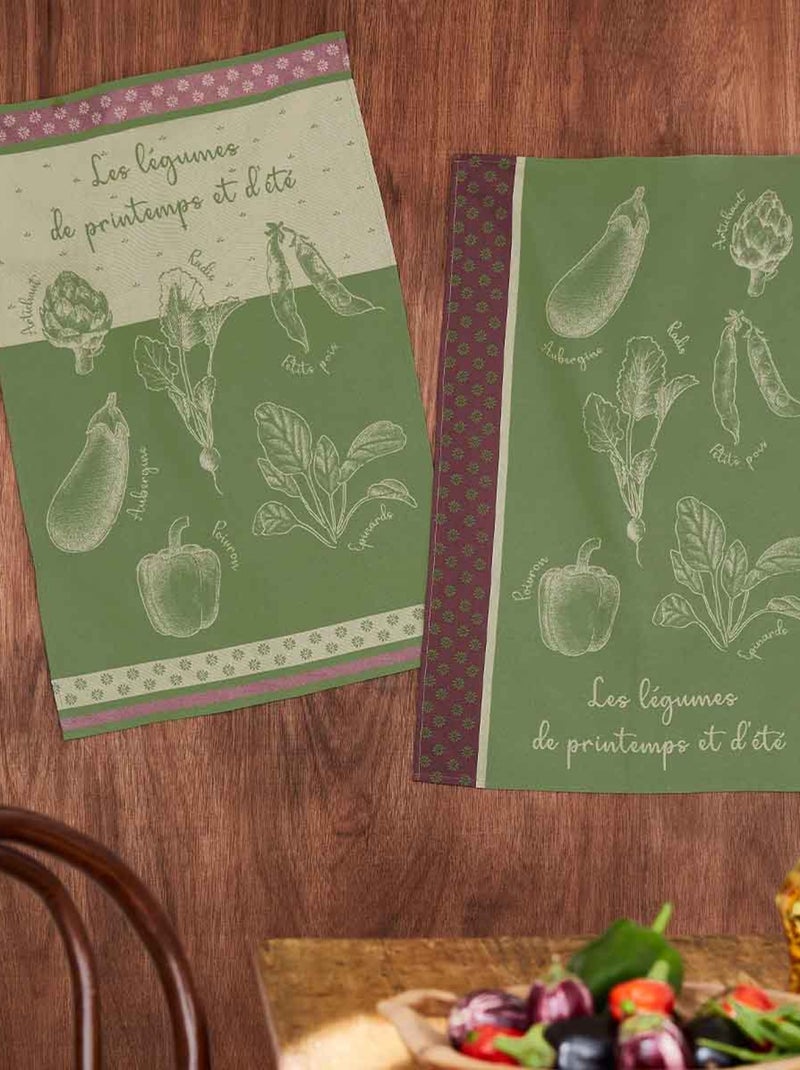 Torchon en jacquard de coton, POTAGER D'ÉTÉ Vert clair - Kiabi