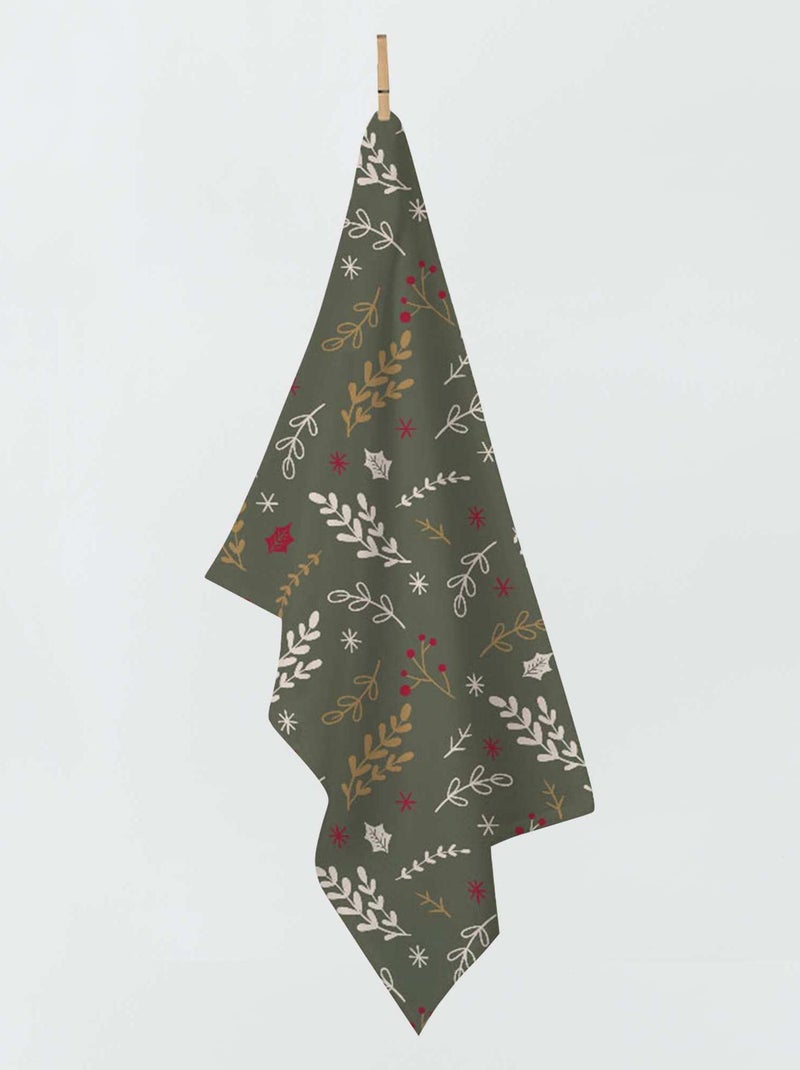 Torchon 'feuilles de Noël' VERT IMPR - Kiabi