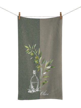 Torchon huile et olive en coton