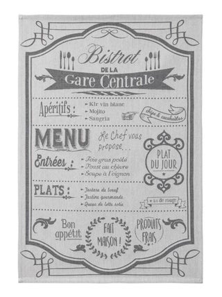 Torchon imprimé en coton, AU MENU