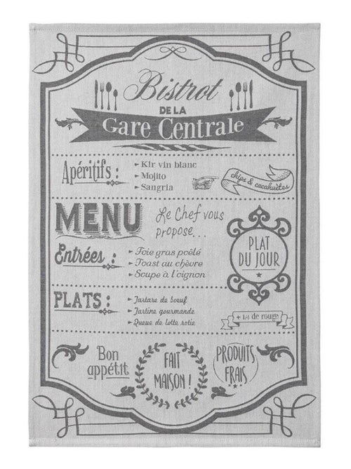 Torchon imprimé en coton, AU MENU - Kiabi