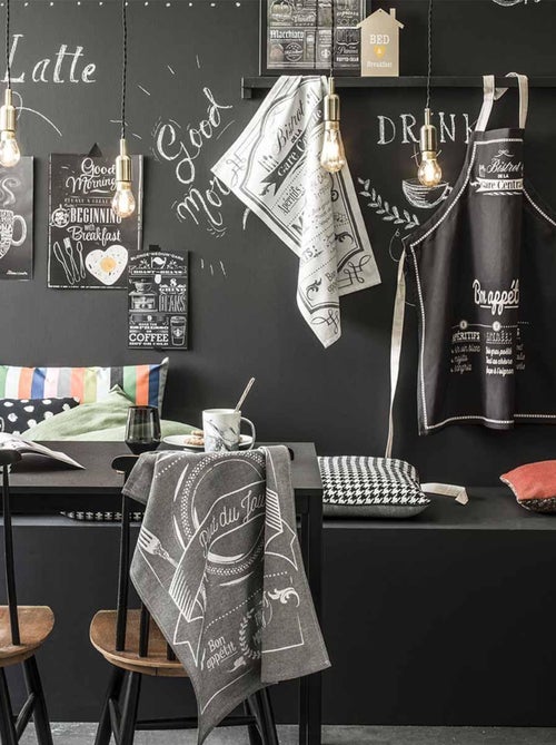 Torchon imprimé en coton, AU MENU - Kiabi