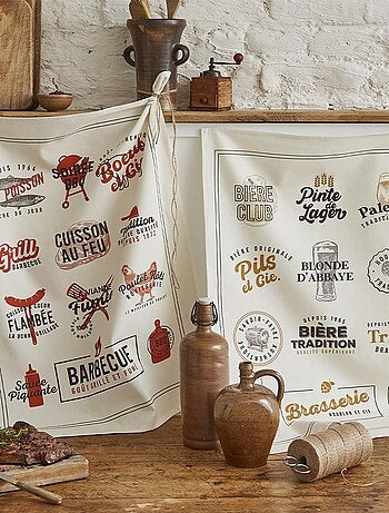 Torchon imprimé en coton, BRASSERIE