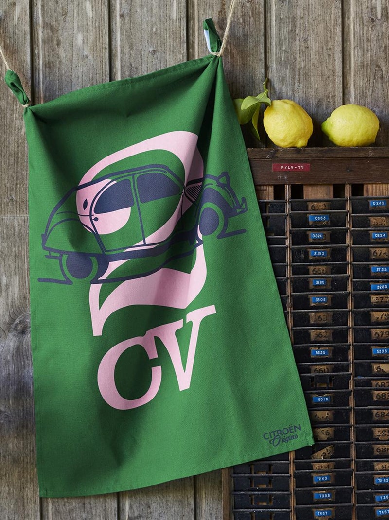 Torchon imprimé en coton, CITROËN 2CV Vert foncé - Kiabi