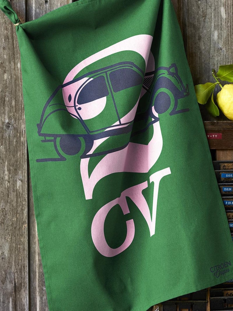 Torchon imprimé en coton, CITROËN 2CV Vert foncé - Kiabi