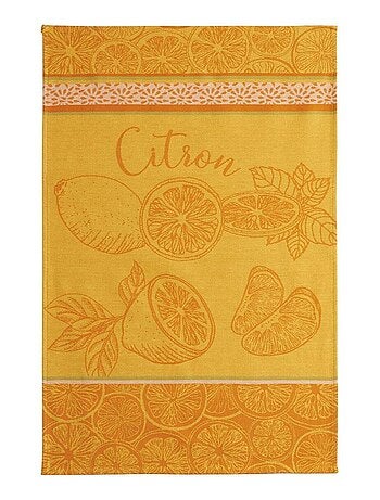 Torchon imprimé en coton, CITRON