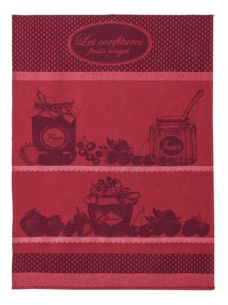 Torchon imprimé en coton, CONFITURE FRUITS ROUGES