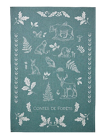 Torchon imprimé en coton, CONTE DE FORET