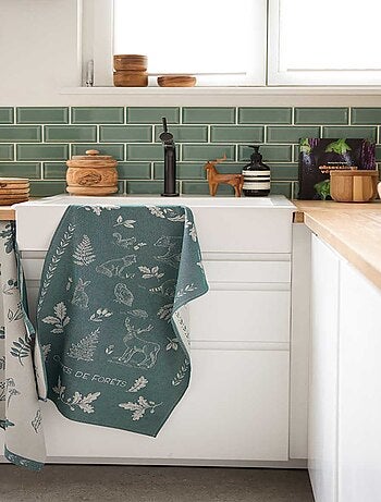 Torchon imprimé en coton, CONTE DE FORET