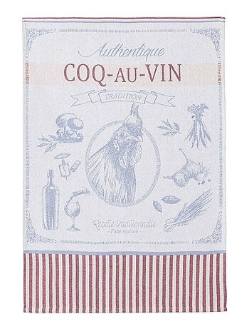 Torchon imprimé en coton, COQ AU VIN