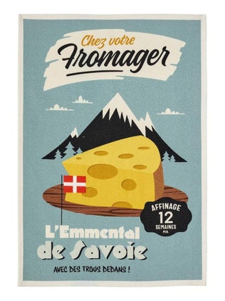 Torchon imprimé en coton, Fromage de savoie MISTERATOMIC