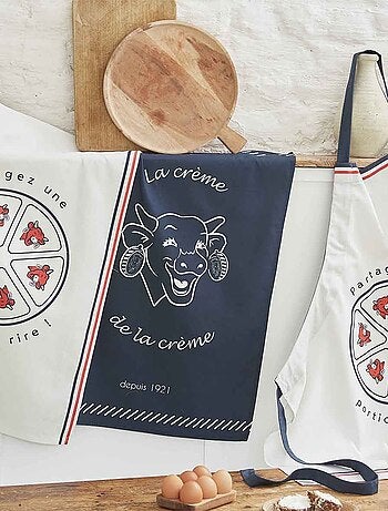 Torchon imprimé en coton, La Vache qui rit
