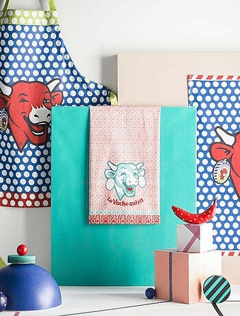 Torchon imprimé en coton, LA VACHE QUI RIT