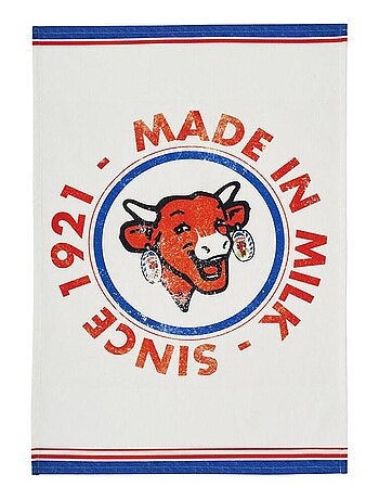 Torchon imprimé en coton, LA VACHE QUI RIT