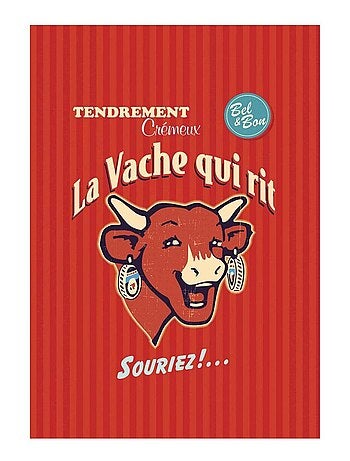 Torchon imprimé en coton, LA VACHE QUI RIT