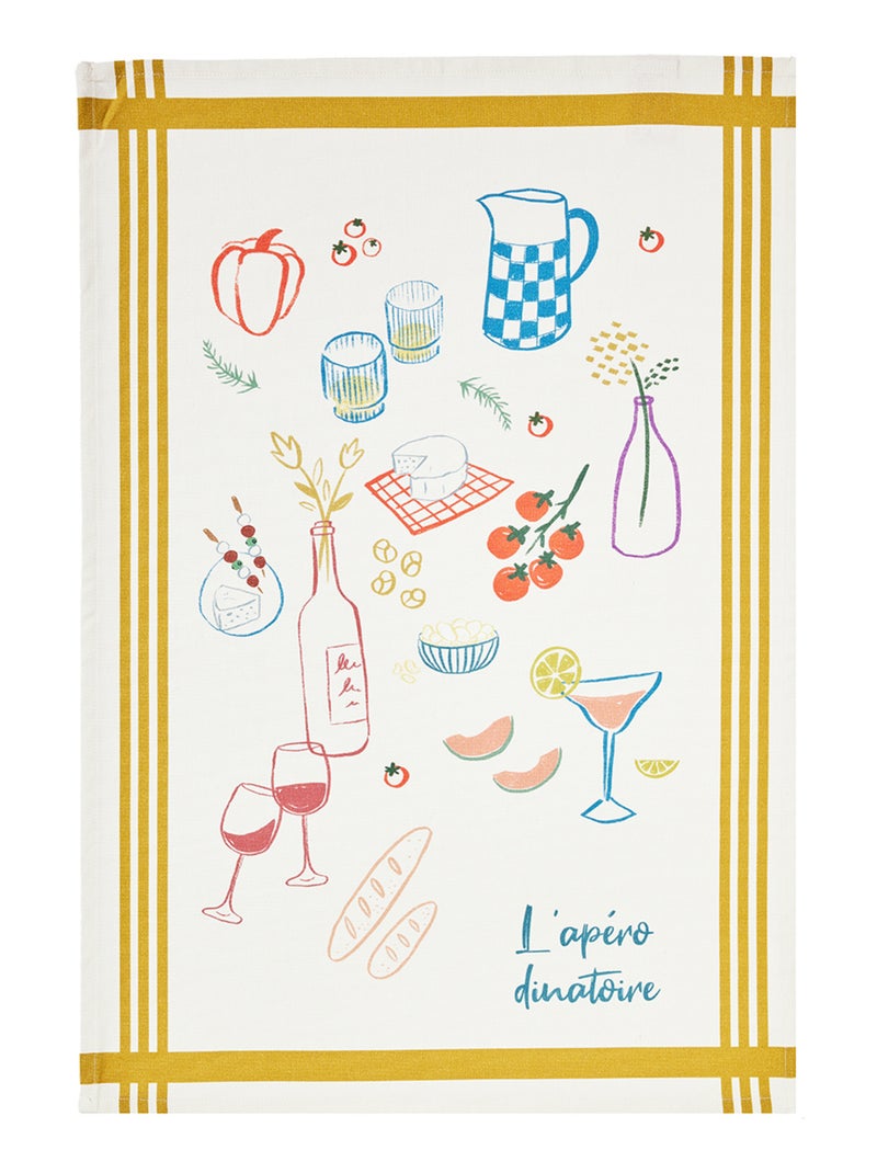Torchon imprimé en coton, L'APERO DINATOIRE Multicolore - Kiabi