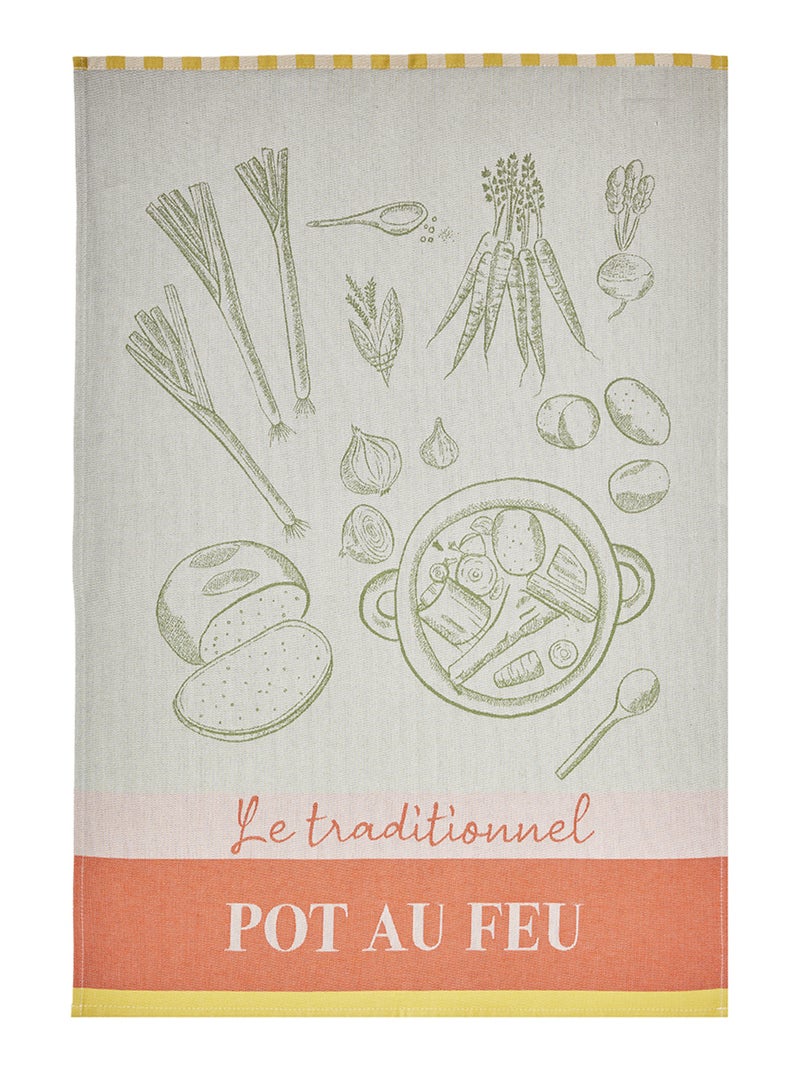 Torchon imprimé en coton, L'ART DU POT AU FEU Vert foncé - Kiabi