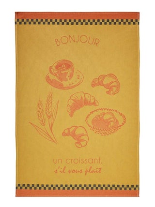 Torchon imprimé en coton, LE CROISSANT