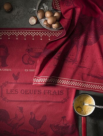 Torchon imprimé en coton, ŒUFS FRAIS