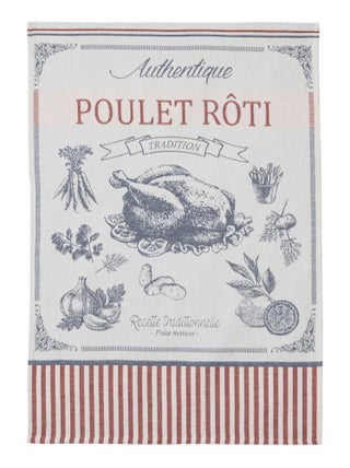Torchon imprimé en coton, POULET ROTI
