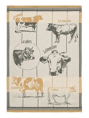 Torchon imprimé en coton, RACES BOVINES