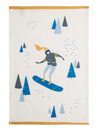 Torchon imprimé en coton, SNOWBOARDEUSE