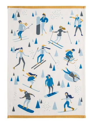 Torchon imprimé en coton, SPORTS D'HIVER
