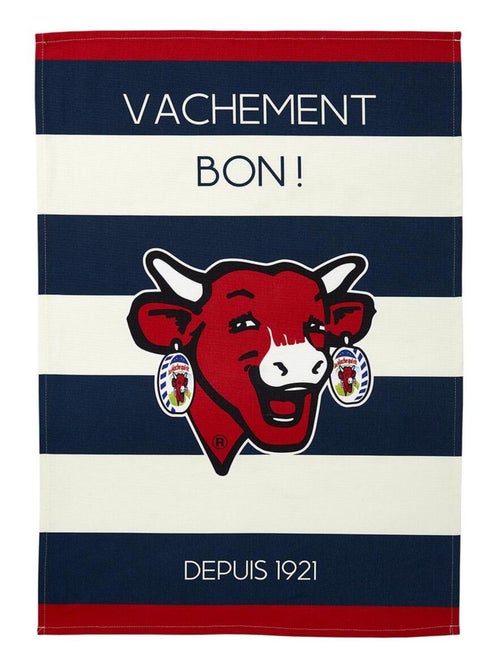 Torchon imprimé en coton, VACHE QUI RIT À RAYURES - Kiabi