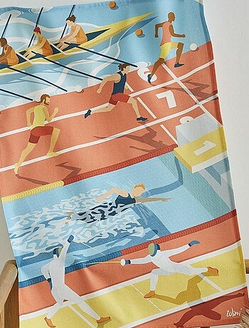 Torchon imprimé en coton, WIM' LES ATHLÈTES