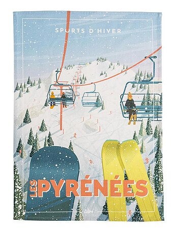 Torchon imprimé en coton, WIM LES PYRÉNÉES