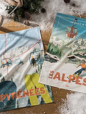 Torchon imprimé en coton, WIM LES PYRÉNÉES