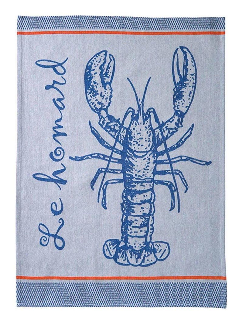 Torchon imprimé en jacquard de coton, A LA PECHE Bleu - Kiabi