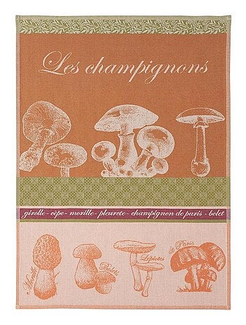 Torchon imprimé en jacquard de coton, CHAMPIGNONS