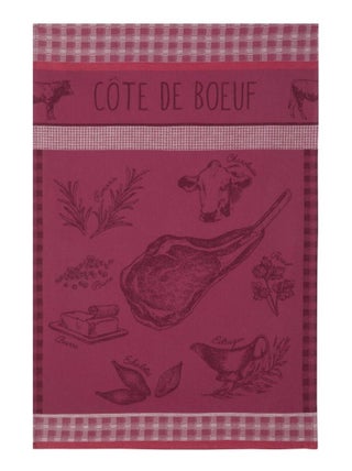 Torchon imprimé en jacquard de coton, CÔTE DE BŒUF