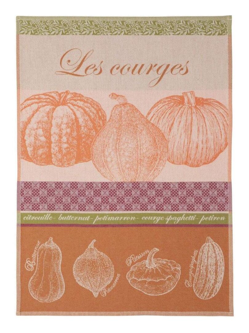 Torchon imprimé en jacquard de coton, COURGES Orange - Kiabi