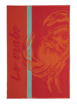 Torchon imprimé en jacquard de coton, CRABE