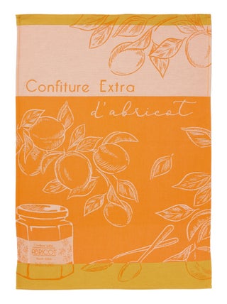 Torchon imprimé en jacquard de coton, DELICES D'ABRICOTS