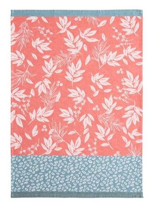 Torchon imprimé en jacquard de coton, FEUILLAGE