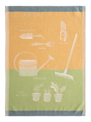 Torchon imprimé en jacquard de coton, LE JARDIN