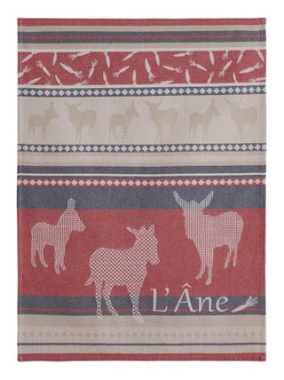 Torchon imprimé en jacquard de coton, LES ANES