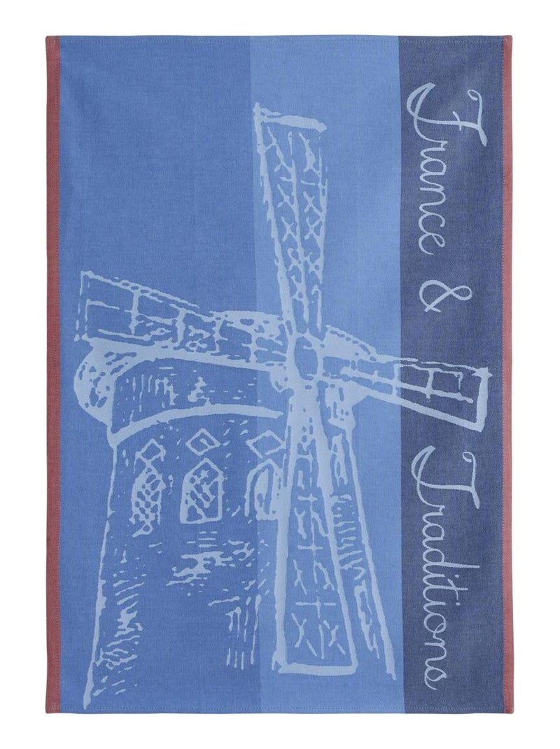 Torchon imprimé en jacquard de coton, MOULIN ROUGE Bleu - Kiabi