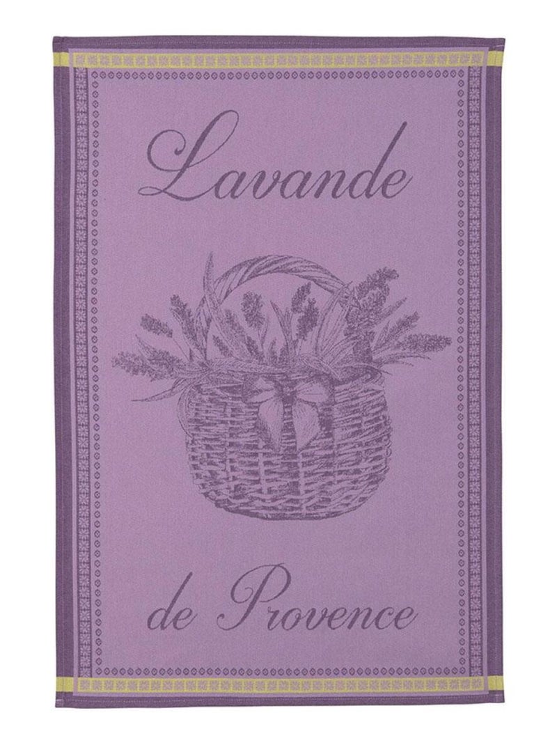 Torchon imprimé en jacquard de coton, PANIER DE LAVANDE Violet - Kiabi