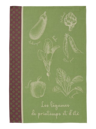 Torchon imprimé en jacquard de coton, POTAGER D'ÉTÉ