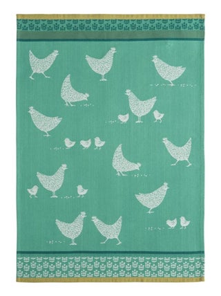 Torchon imprimé en jacquard de coton, POULETTES