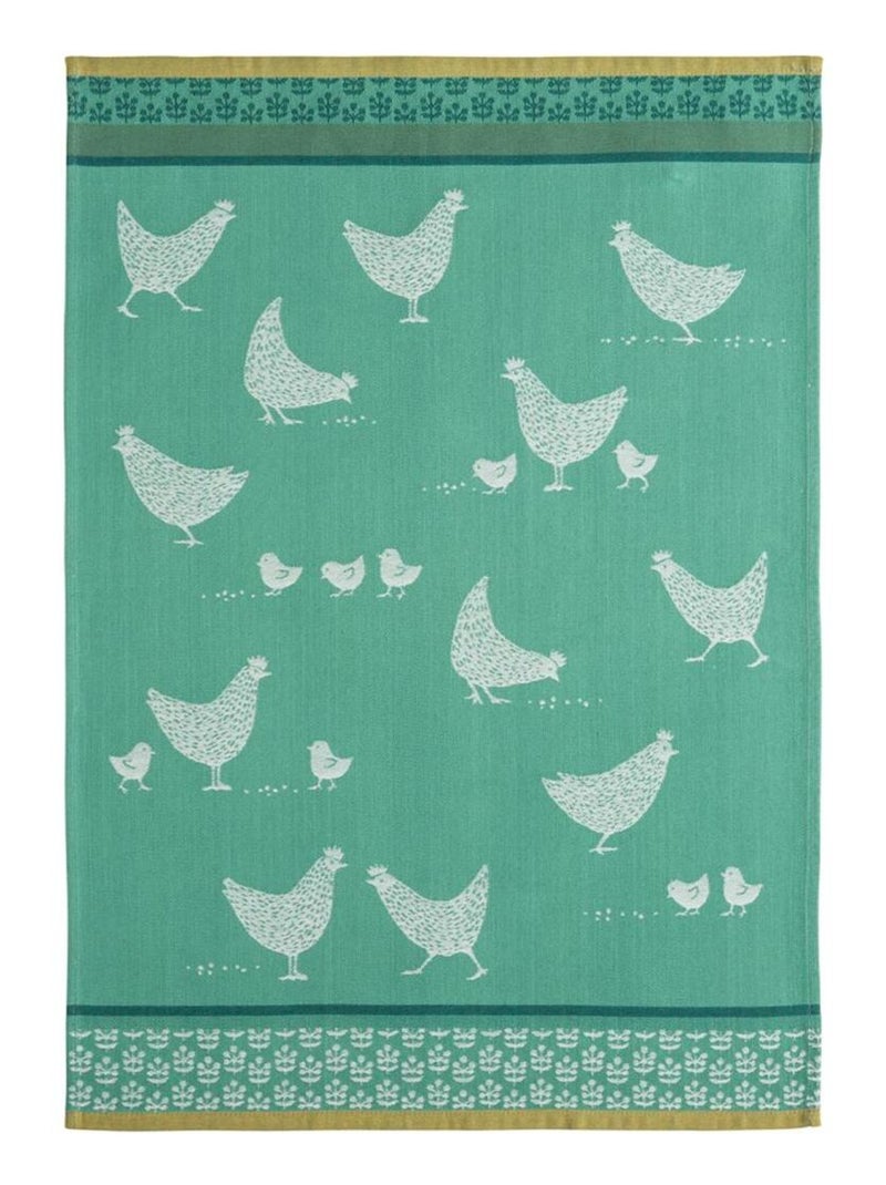 Torchon imprimé en jacquard de coton, POULETTES Vert clair - Kiabi