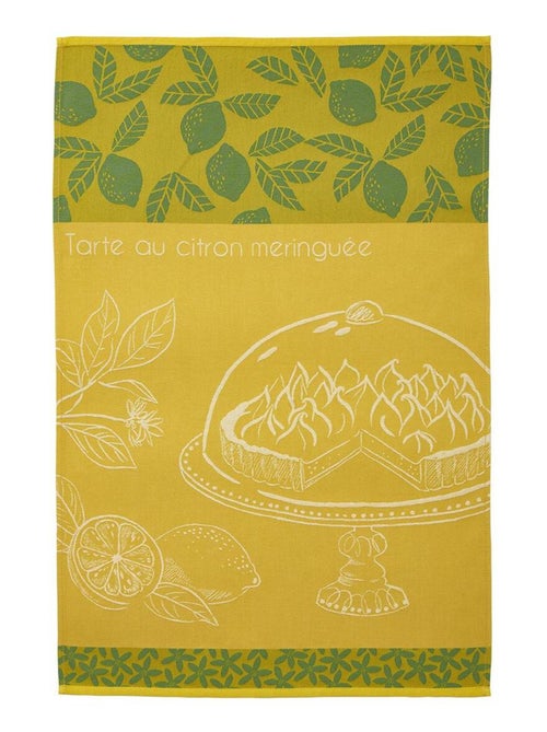 Torchon imprimé en jacquard de coton, TARTE AU CITRON - Kiabi