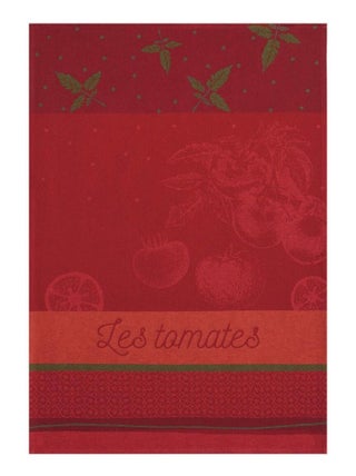 Torchon imprimé en jacquard de coton, TOMATES DU POTAGER
